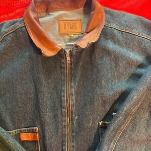 Men's Denim Jacket with Leather Details